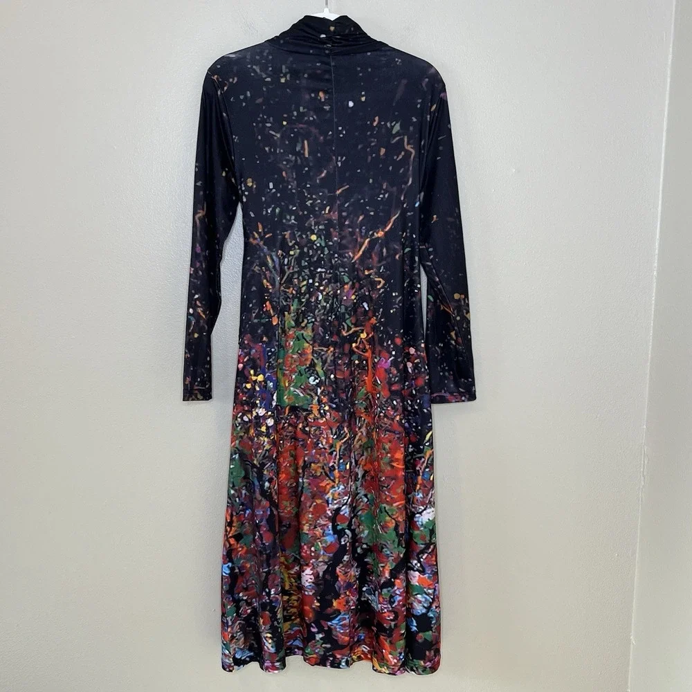 Women's Dress Whimsigoth Art To Wear Abstract‎ Evening Dark Romantic Long Sleeve - Picture 10 of 11